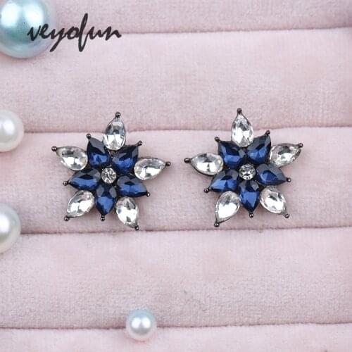 Veyofun Classic Five-pointed Star Crystal Vintage Girl Stud Earrings for Women Fashion Jewelry Gift New Wholesale