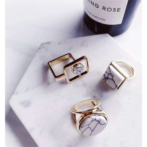 Concise Fashion Design Marble Rings For Women Wedding Engagement Rings Party Gifts Elegant Charming Gold Ladies Rings Jewelry