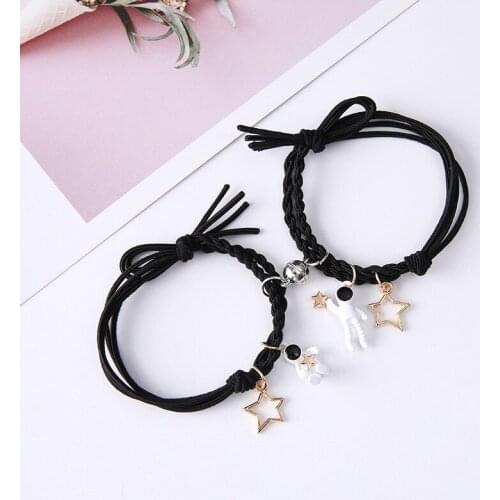 2 pcs/Set Creative Astronaut Magnet Attracting Couple Bracelets For Lovers And Friends Cute Punk Gifts 2021Trendy New Jewelry