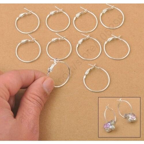 100PCS /lot Handmade DIY Fine Jewelry Accessory 925 Sterling Silver Round Hoop Ear Components Earring Findings Free shipping