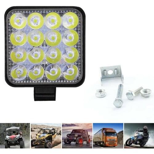 48W 16LED Work Light Flood Beam Bar Car ATV Off-Road Driving Fog Lamps 12V/24V