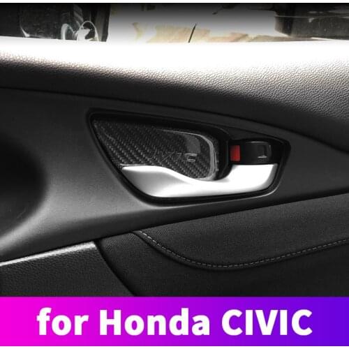 For Honda Civic 10th 2017 18 2019 2020 Door Bowl Handle Patch Carbon Fiber Interior Modification Accessories Supplies