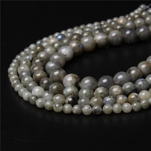 Natural Blue Labradorite grey smooth Loose gem stone Beads for jewelry making 6 8 10 12 mm Labradorite stone beads bracelet diy