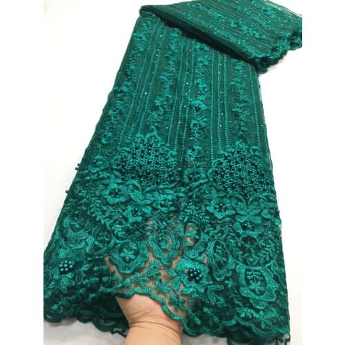 Latest Beaded Lace Fabric 2021 High Quality African Lace Fabric Handmade Beads Lace Fabric For Bridal Material French Net Lace