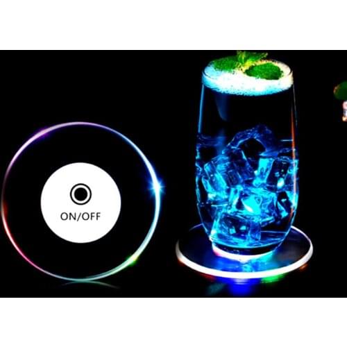 2021 New Led Coaster Cup Holder Mug Stand Light Bar Mat Table Placemat Party Drink Glass Creative Pad Round Home Decor Kitchen