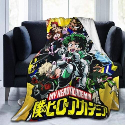My Hero Academia Blanket Collage Anime,3D Printed Fleece Throw Flannel Blanket,Fuzz Warm Throws,Sherpa Throw Blanket for Plush