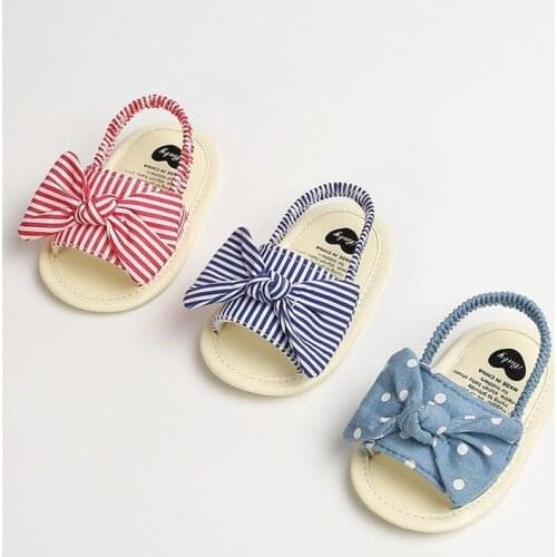 Newborn Baby Girls Princess Bow Kids Shoes Toddler Summer Sandals Cotton Non-slip Shoes 0-18M