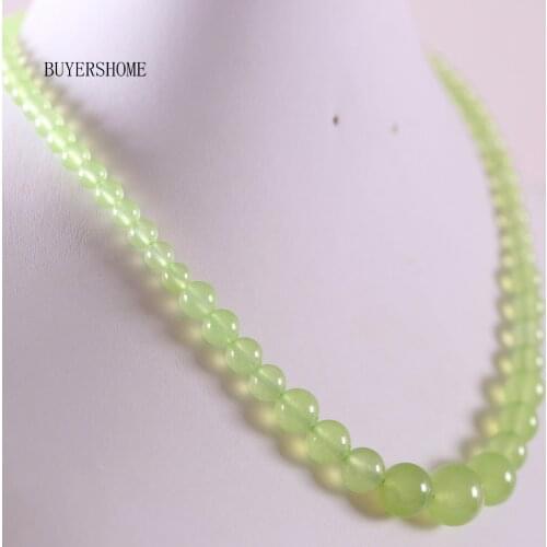 Handmade Beaded Necklace Natural Stone Round Green Jades Necklace for Women Jewelry Gift E027