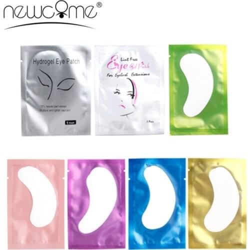 NEWCOME 20/50/100Pairs Eyelash Pads under Eyes Gel Patches 7 Colors Lint Free Stickers for False Eyelash Extension Makeup Tool