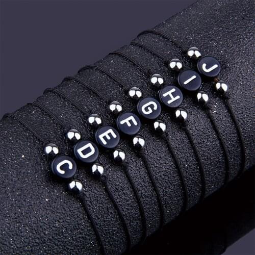 Letter ID Charm Couple Bracelets For Women Men Gold Sliver Black Beads Bracelet Lucky Minimalist Jewelry Friendship Lover Gift