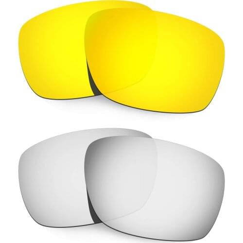 HKUCO Polarized Replacement Lenses For Tinfoil Carbon Sunglasses Gold/SIlver 2 Pairs