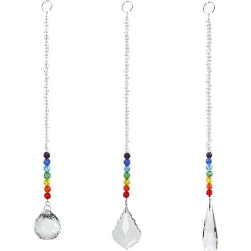 Rainbow Maker Chandelier Shiny Handles Crystal Hanging Prism Ball Chakra Beads Strand Design Window Hanging Ornament
