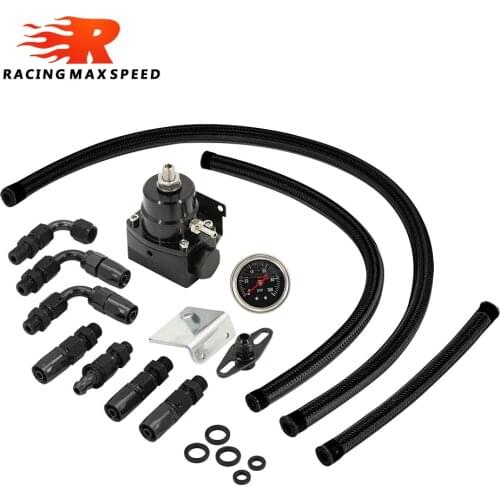 Pressure fuel regulator Adjustable Fuel Pressure Regulator Oil 160psi Gauge AN 6 Fitting End Oil Gauge Hose Fitting Kit