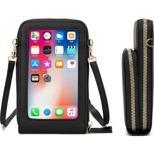 For Women Touch Screen Cell Phone Purse Smartphone Wallet PU Leather Shoulder Messenger Handbag Lady Mini Crossbody Pouch Purse