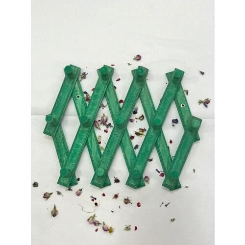 Light Wooden Accordion Hanger 13 Hook (Green)