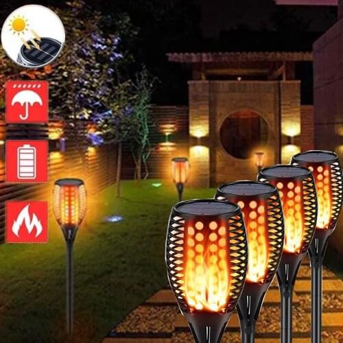 96/33/12 LED Solar Flame Lamp Outdoor Flickering Torch Lights IP65 Waterproof Light Landscape Light for Garden Yard Decoration