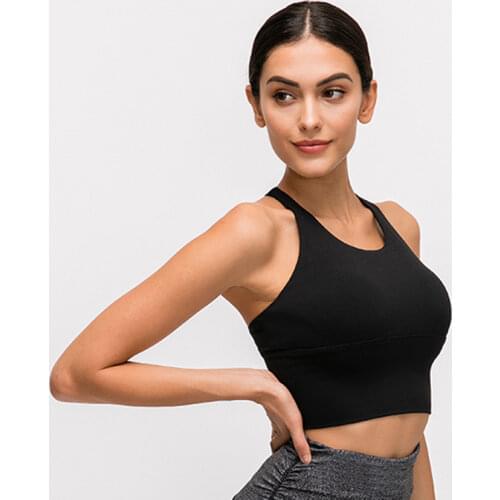 LANTECH Women Spaghetti Straps Yoga Gym Crop Tops Quick Dry Running Active Wear Sport Bras Wireless Fitness Jogger Vest Tank