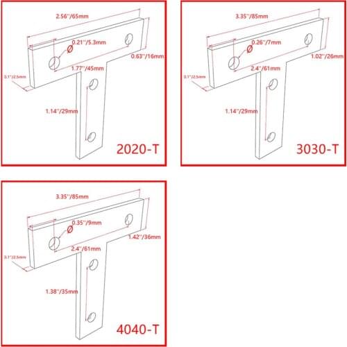 2020/3030/4040 T Shape Corner Connector Connecting Plate Joint Bracket for 2020/3030/4040 Aluminum Profile