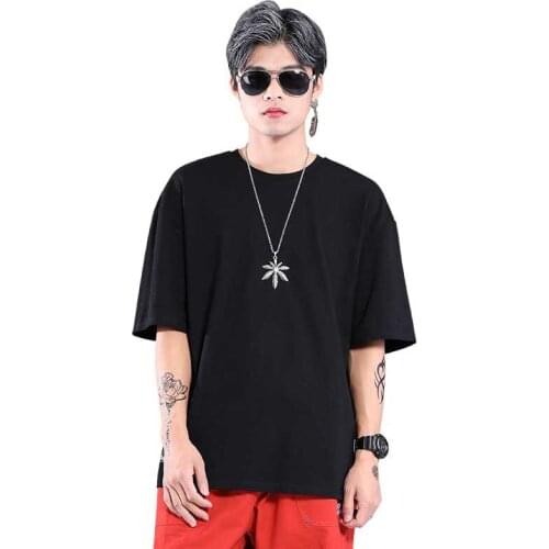 Streetwear Hip Hop T shirt Men and Women Fashion Loose Baggy O-Neck T-shirt Short Sleeve Cotton Solid tshirt Men Clothes