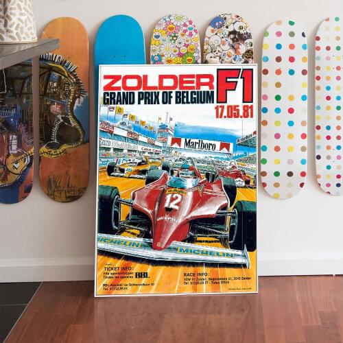 Vintage Auto Racing Poster F1 1981 Ferrari Canvas Print Wall Arts Pictures Painting for Living Room Home Decor Frameless