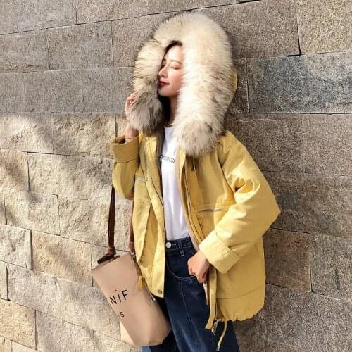 Womens Down Real Raccoon Fur Collar Korean Jackets Winter Jacket Women Warm Coat Female Parkas Mujer 2020 MY3534