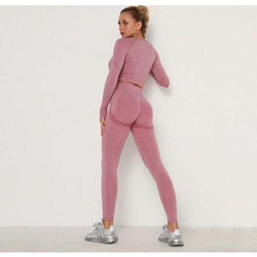 Cutom Logo Women Sportswear Yoga Set Seamless Leggings Long Sleeve Gym Clothing Fitness Outfit Workout Running Sports Suit