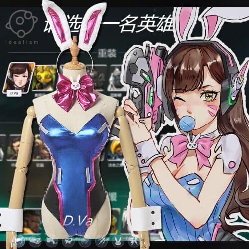 Game OW DVA Sexy Rabbit Girls Outfit Over DVA Watch Rabbit Girls Cosplay Costume Women Halloween Carnival Free Shipping 2020