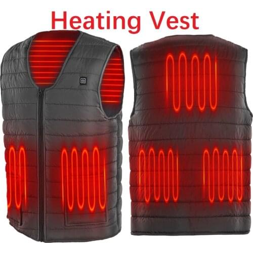 USB Electric Heating Vest Heated Vest Thermal Warm Heating Clothes Outdoor Fishing Hunting Vest Winter 5 Areas Heated Jacket