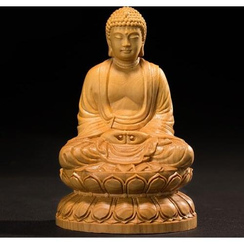 10/13CM Mini Shakyamuni Buddha Wood Handmade Carved Gift Buddha Figures Home Decoration Collection Ornaments Desk Decors