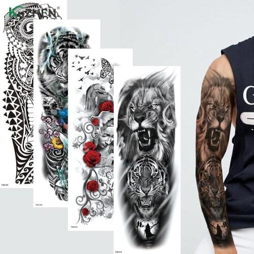 10 Design Flash Fake Tattoos Sleeve For Men Women Girl Waterproof Temporary Tattoo Sticker Full Arm Large Size Arm Tatoo