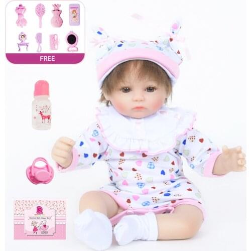 18"Bebe Reborn Soft Silicone Realistic Toys for Children Baby Silicone Menina Dolls Kids Birthday Christmas Gift Doll for Kids