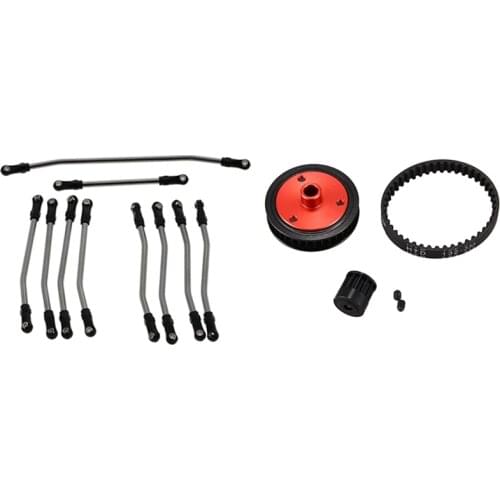 2 Set RC Car Part: 1 Set Suspension Link Rod Linkage Steering Link Rod & 1 Set Belt Drive Transmission Gears System