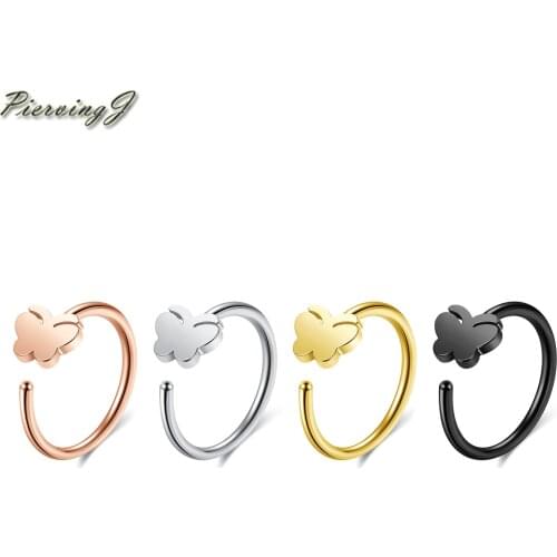 PiercingJ 2 Pcs/4 Pcs Stainless Steel 20ga/0.8mm Open Hoop Ring Nose Ring Nose Ring Eyebrow Ring Lip Rings Body Piercing Jewelry