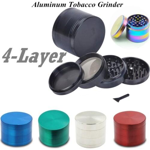 2021 New 4-layer40mm Aluminum Herbal Herb Tobacco Grinder Smoke Grinders Rubber paint Metal Smoking Pipe Accessories White