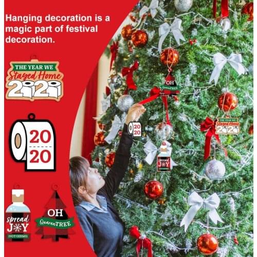 4/5pcs 2020 Christmas Ornaments Pendant Indented Board Unique Christmas Hanging Ornament for Christmas Xmas Tree Decorations