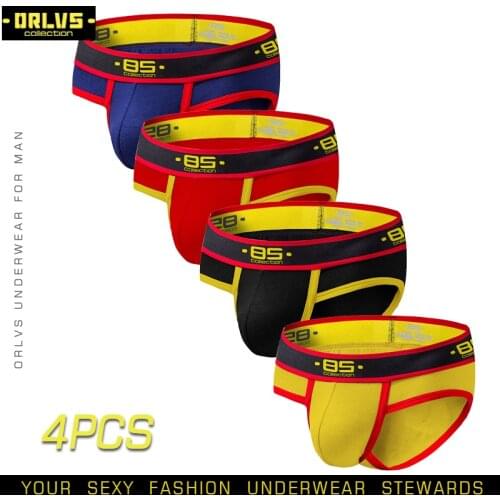 BS 4PC/LOT Men Briefs Sexy Underwear Male Underpants Mens Sexy Breathable Brief Pants Comfortable Men Briefs Underwear Cotton