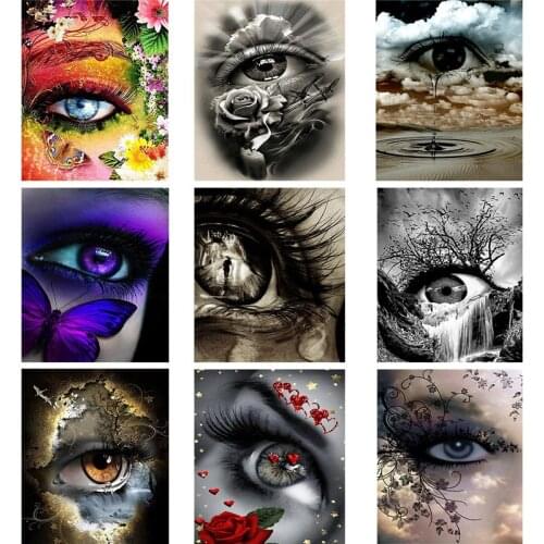 Diamond Painting 5D DIY Eyes Portrait Cross Stitch Kits Full Square Round Drill Embroidery Diamond Mosaic Home Decor Craft