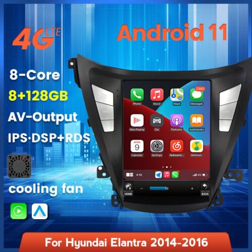 DSP Carplay Tesla screen 6+128GB Android 11 Car Multimedia Player For Hyundai Elantra 2011 2013 2016 Radio Auto Stereo Head Unit