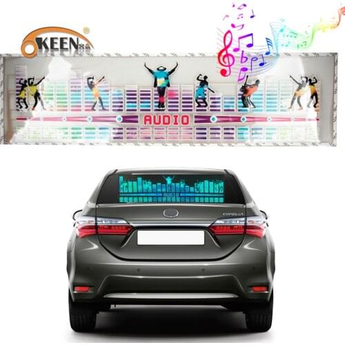 Car LED Equalizer Music Rhythm Flash Light Sound Activated Sensor Rear Windshield Sticker Styling Neon Lamp 90*25cm