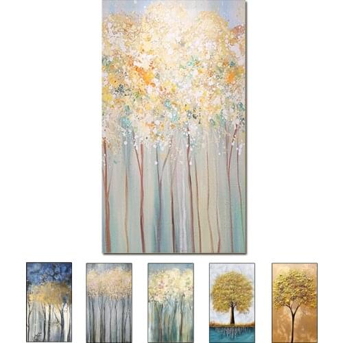 Textured Colorful Abstract Tree Paintings Handmade Oil Painting Canvas Art Wall Pictures Handpainted Oil Paintings Living Room