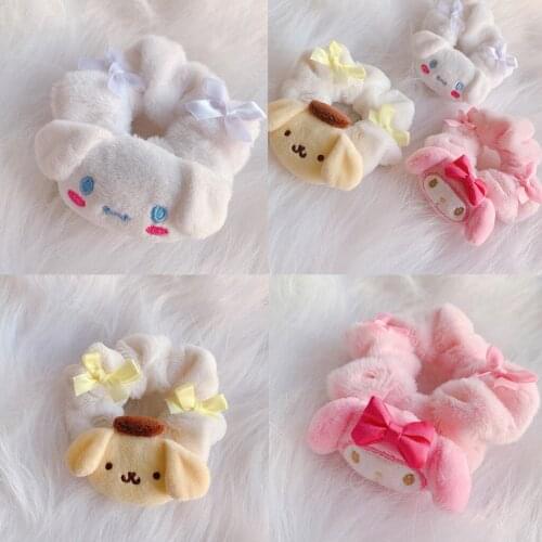 Cartoon Animal Plush Scrunchie Elastic Hairband Fluffy Hair Tie Hair Rope Furry Hair Accessories Girls Women Headband