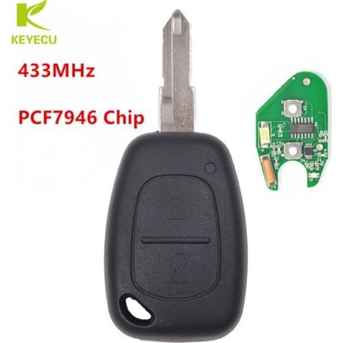 KEYECU Remote Key FOB Transmitter 433MHz Chip PCF7946 for Renault Kango Vivaro Movano Primestar Master and traffic , NE73 Blade