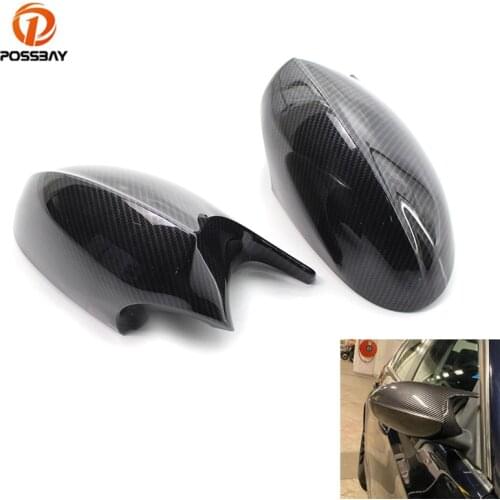 2Pcs Car Door Side Mirror Shells Carbon Fiber Look Rearview Mirror Caps Exterior Parts for BMW E90 E91 PRE-LCI 2005 2006 2007
