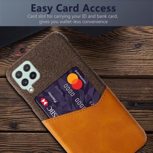 Febric Card Holder Cover For Samsung A22 A02s A02 A12 A11 Coque Cloth Texture Antiskid Case For Galaxy A 11 12 22 M02 M02s Funda