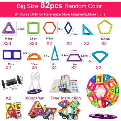 82pcs BIG SIZE Magnetic Designer Construction Set Model Building Toy Magnetic Building Blocks Educational Toys For Children