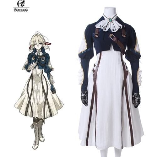 ROLECOS Violet Evergarden Cosplay Costume Anime Cosplay Violet Evergarden Costume for Women Halloween ( Top + Dress + Gloves )