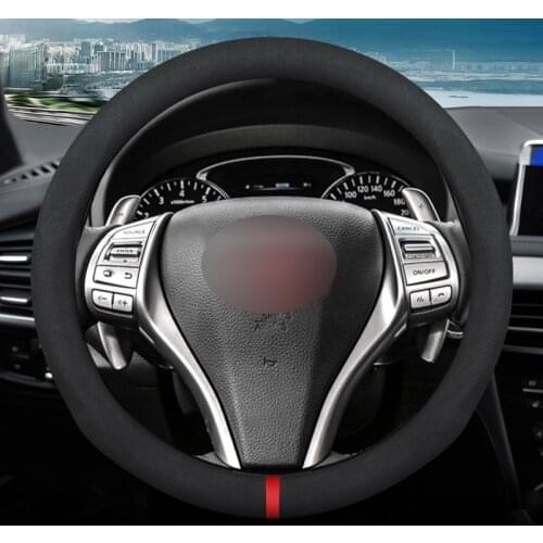 MIDOON Carbon Fiber Cow Leather Car Steering Wheel Cover For Nissan Qashqai Xtrail t32 Juke Note Tiida Almera Rogue Almera