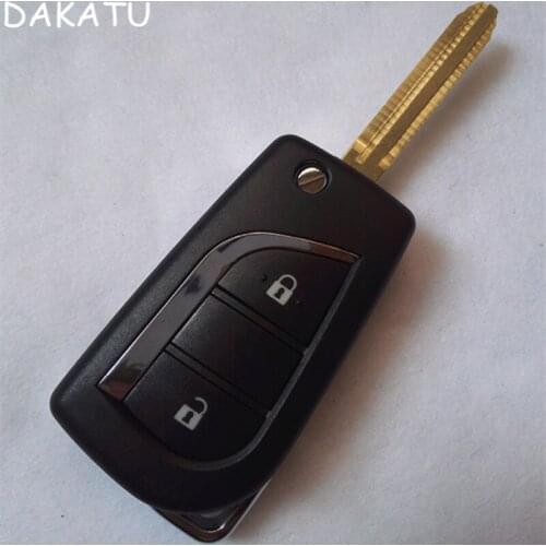 DAKATU 2 Button Blank Modified Flip Folding Key Shell for Toyota Camry Corolla Hilux Prado Alarm Fob Case