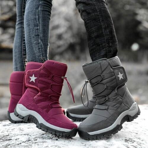 Men Women Outdoor Winter Snow Ankle Boots Non-slip Short Plush Warm Walk Male Casual Flat Shoes Sneakers Fashion Comfortable