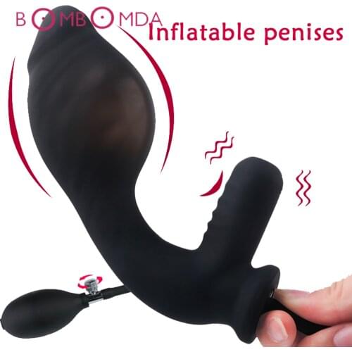 Inflatable Anal Dildo Vibrator For Men Anal G spot Stimulator Male Prostate Massager Big Butt Plug Anal Expansion Adult Sex Toys